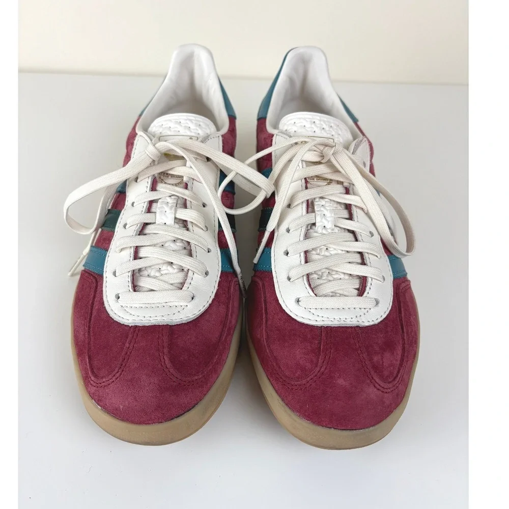 Adidas Gazelle Indoor Burgundy Teal Suede Gum Sneakers Men 8.5 Women 9.5